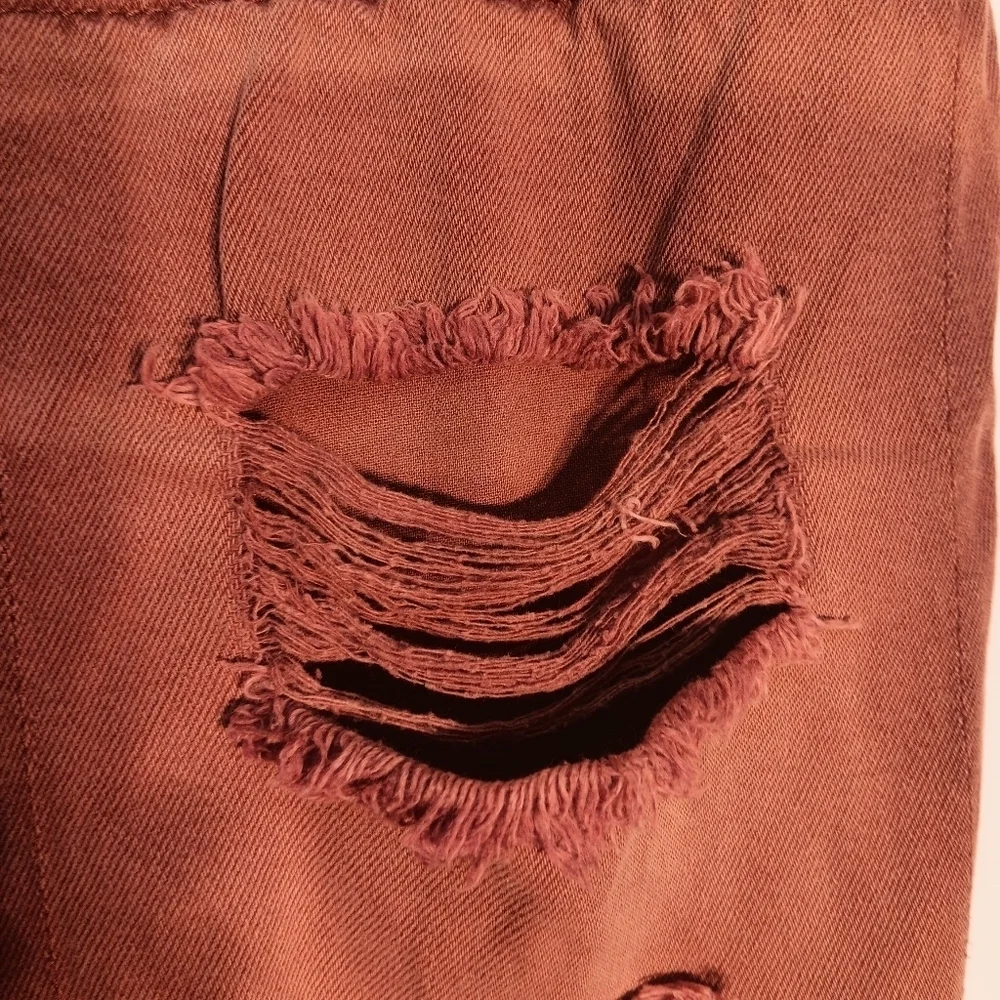 Akademiks Jeanius Y2K Skinny Ripped Jeans Burnt Orange 36x32